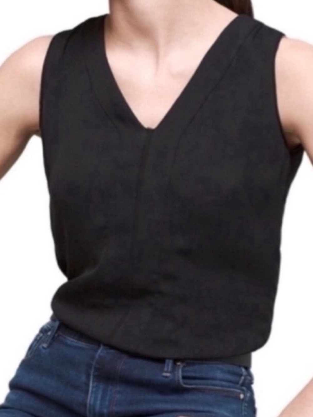 WHBM Sleeveless Blouse V-neck Black Size 2P